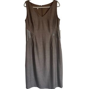 NEW Anne Klein Women’s Sleeveless V-Neck Leather Insert Sheath Dress, Size 14